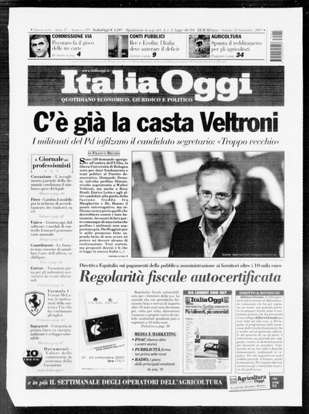 Italia oggi : quotidiano di economia finanza e politica